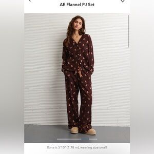 American Eagle Holiday Teddy Bear flannel pajama set in Chocolate XXS
